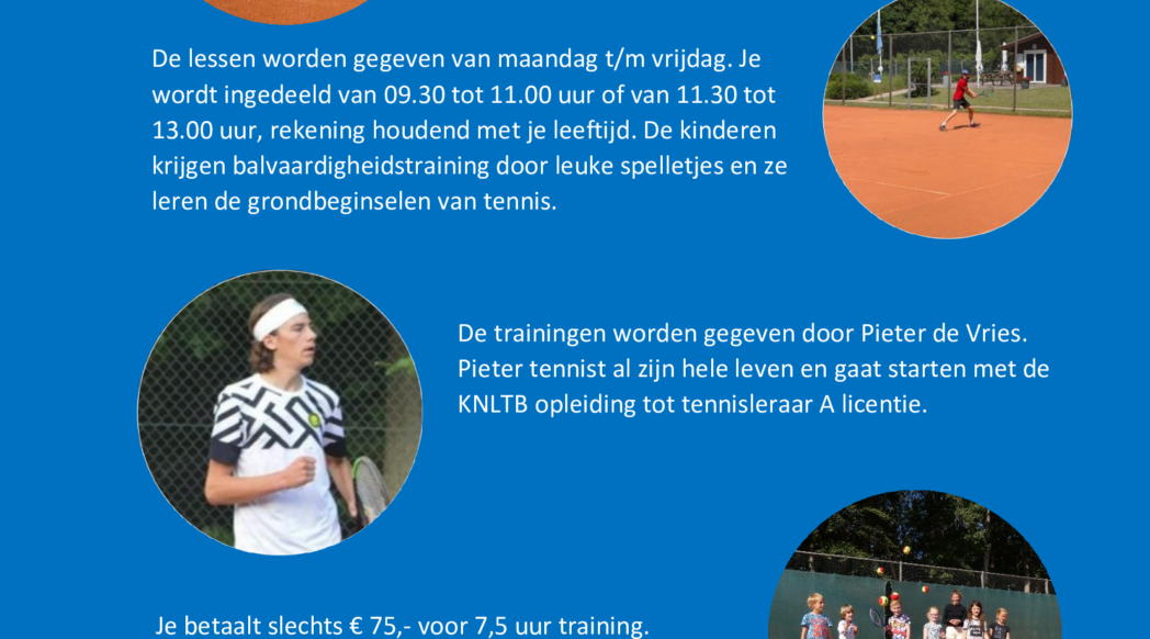 Tennisles voor kinderen in de zomervakantie